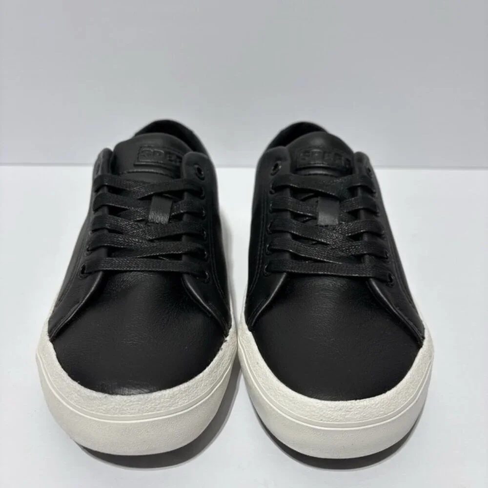 Sperry Men’s Striper Leather Sneakers Black, Size 4.5 M
